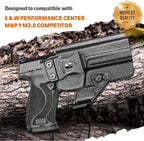 WARRIORLAND IWB Kydex Holster, Compatible with S&W M&P 9 M2.0 Competitor, Optic Cut Ready/Claw Attachment, Inside Waistband Conceal Carry, Adj. Retention & Cant, Open-Muzzle Design, Right Hand - WARRIORLAND
