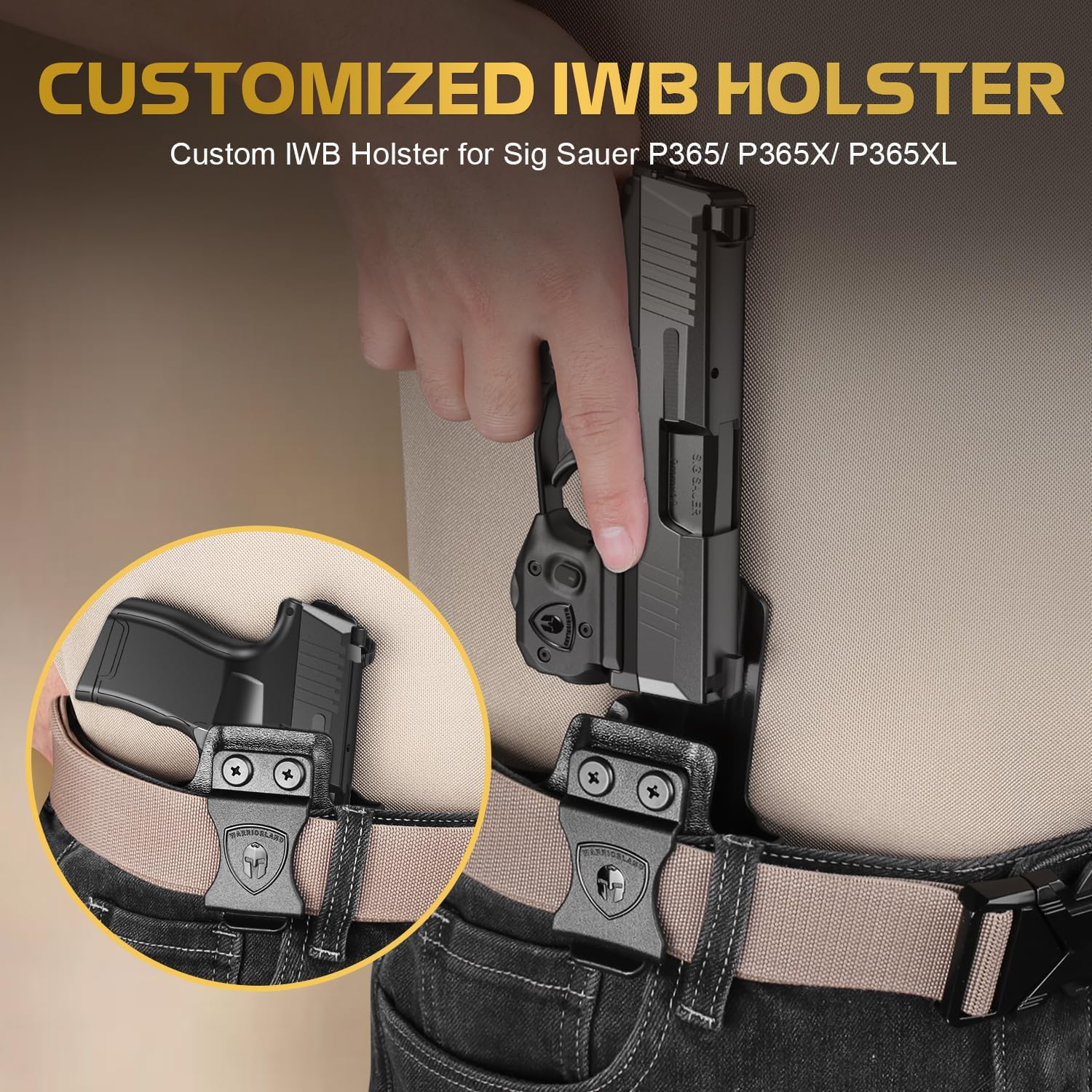 WARRIORLAND Pistol Light Laser & Holster Fit for Sig P365/ P365X/ P365XL, Compact 150-Lumen Trigger Mounted Tactical Weapon Light with Green Laser White LED Flashlight & IWB Holster, Power Indicator - WARRIORLAND