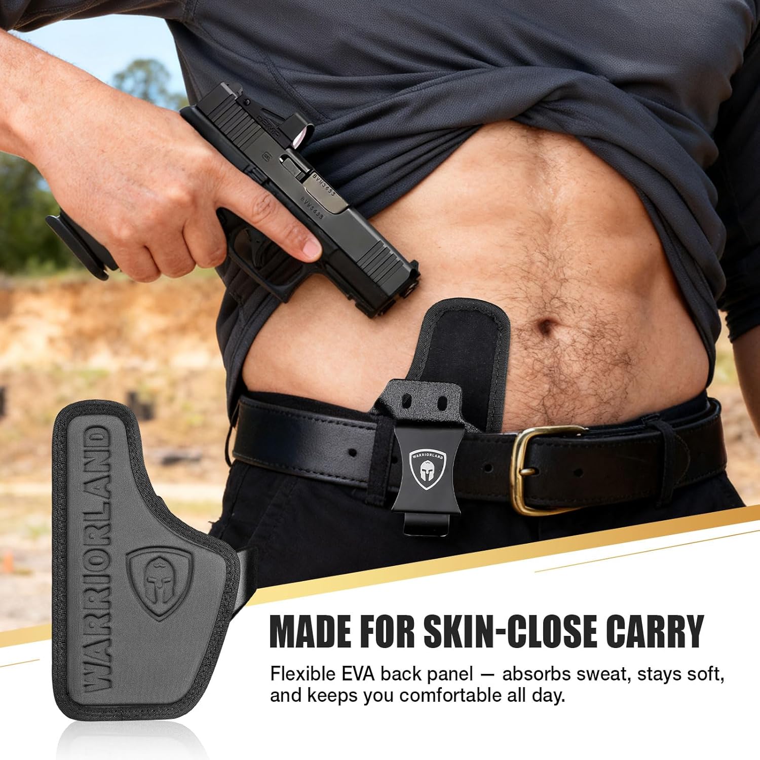 WARRIORLAND IWB Hybrid Holster for Glock 43X / 43X MOS / 43 / 48 MOS / G48 – Optic Cut, Right Hand, Adj. Height/Cant/Retention - WARRIORLAND