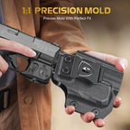 WARRIORLAND Pistol Light Laser & Holster Fit for Springfield Hellcat 3″ Micro-Compact, Compact 150-Lumen Trigger Mounted Tactical Weapon Light with Red Laser White LED & IWB Holster, Power Indicator - WARRIORLAND