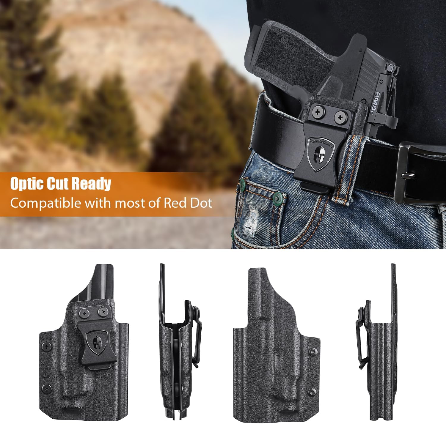 WARRIORLAND IWB Kydex Holster for Sig P365-XMACRO with TLR-7 X Sub or TLR-7 HL-X Sub, Light-Bearing Design, Optics Cut, Adjustable Cant & Posi-Click Retention, Right Hand Draw - WARRIORLAND