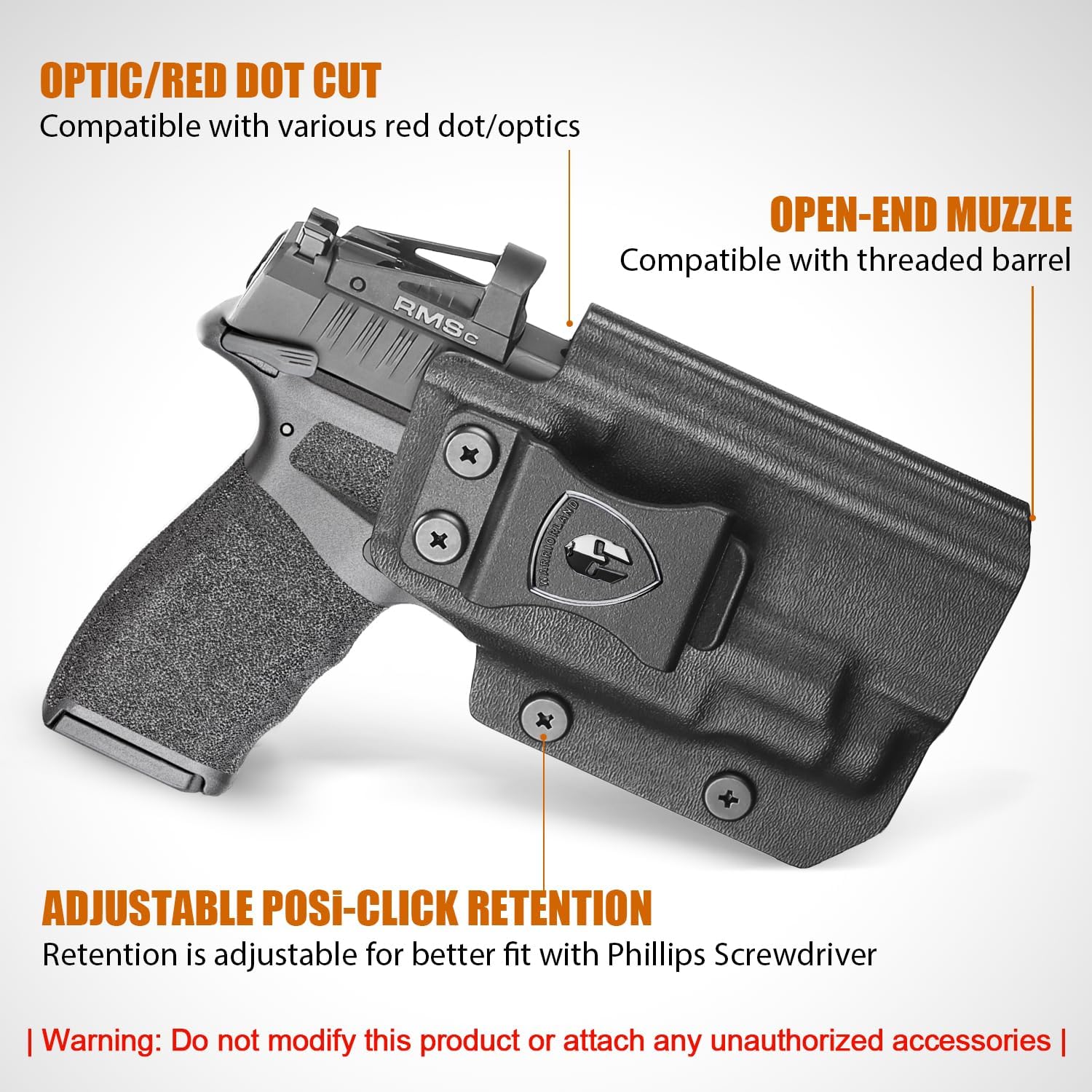 WARRIORLAND IWB Kydex Holster for Hellcat Pro OSP with TLR-7 X Sub or TLR-7 HL-X Sub, Light-Bearing Design, Optics Cut, Adjustable Cant & Posi-Click Retention, Right Hand Draw - WARRIORLAND