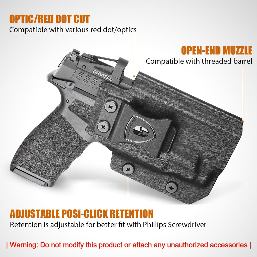WARRIORLAND IWB Kydex Holster for Hellcat Pro OSP with TLR-7 X Sub or TLR-7 HL-X Sub, Light-Bearing Design, Optics Cut, Adjustable Cant & Posi-Click Retention, Right Hand Draw - WARRIORLAND