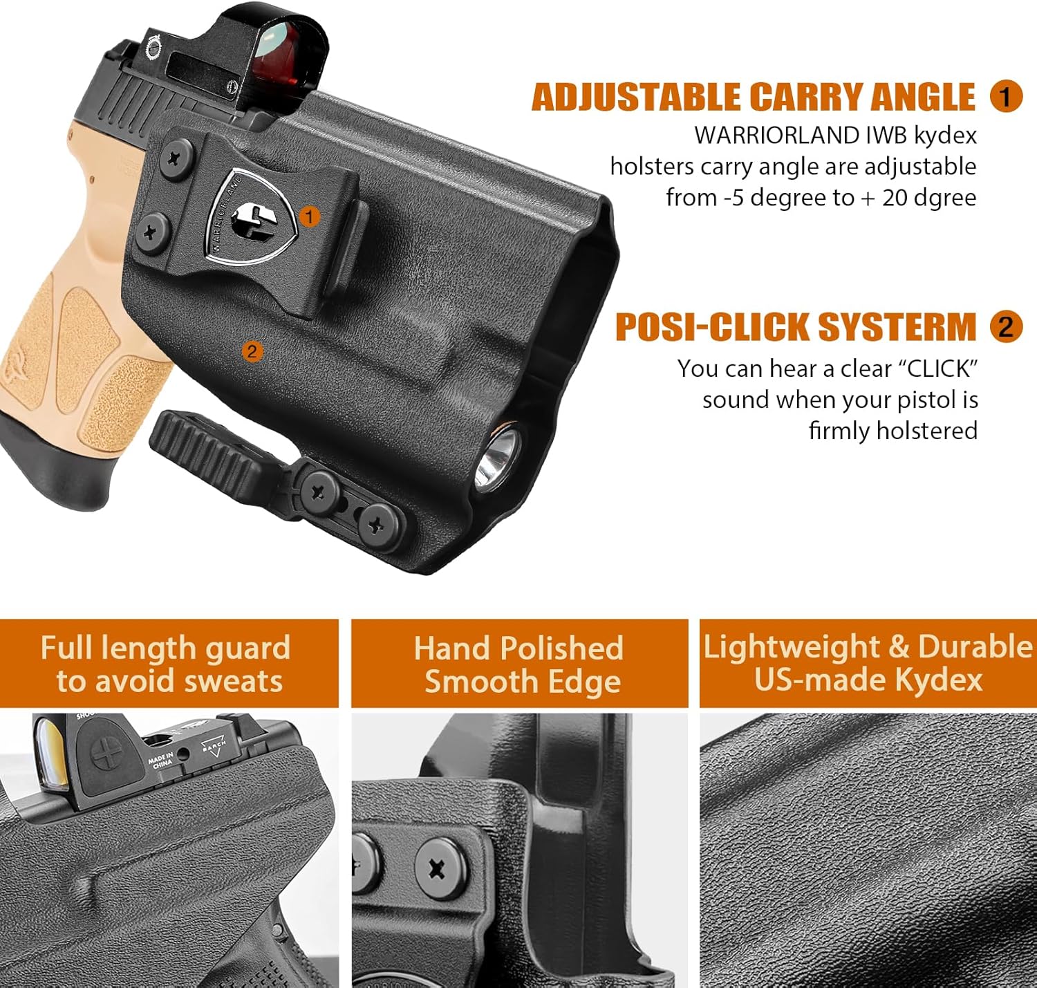 Taurus G2C / G3C / G2s / G3C Toro / PT111 / PT140 IWB Kydex Holster w/Claw - Olight Baldr S / Mini / RL Mini Light Bearing, Optic Cut, Adj. Retention & Cant, Right Hand - WARRIORLAND