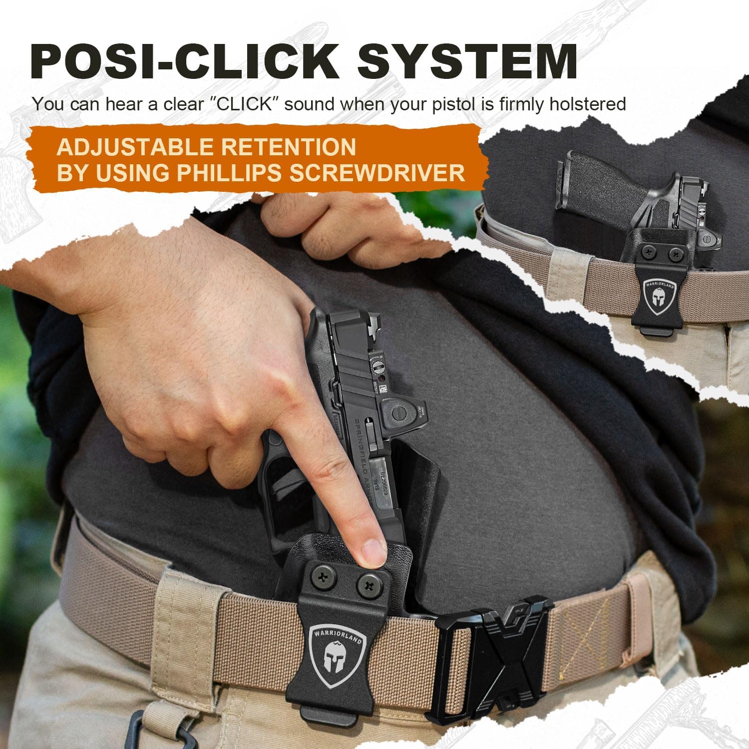 WARRIORLAND IWB Kydex Holster w/Claw & Optics Cut Compatible with Springfield Armory Echelon Pistol, Inside Waistband Concealed Carry Holster, Adj. Retention & Cant, Right Hand - WARRIORLAND
