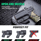 Glock 43 /43x Soft Lined Kydex Leather Inside Hybrid IWB with red dot sight optic cut and claw for fat guys