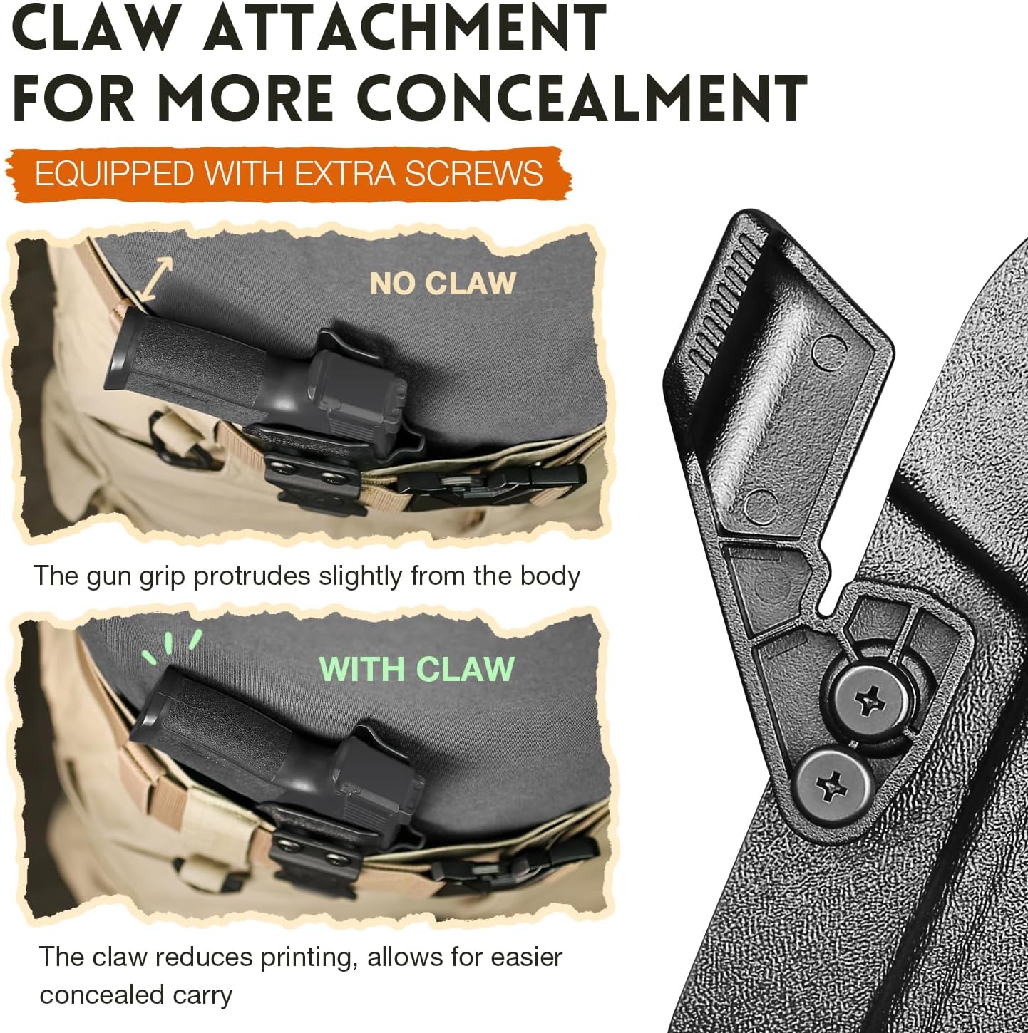 WARRIORLAND IWB Kydex Holster, Compatible with S&W M&P 9 M2.0 Competitor, Optic Cut Ready/Claw Attachment, Inside Waistband Conceal Carry, Adj. Retention & Cant, Open-Muzzle Design, Right Hand - WARRIORLAND
