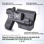 WARRIORLAND IWB Kydex Holster Optic Cut, Fits Glock 17/19 Gen 3-5 & 23/32 Gen 3-4 & 19X 44 45 with TLR-7/TLR-7A/TLR-7X, Inside Waistband Conceal Carry, Adj. Cant & Posi-Click Retention