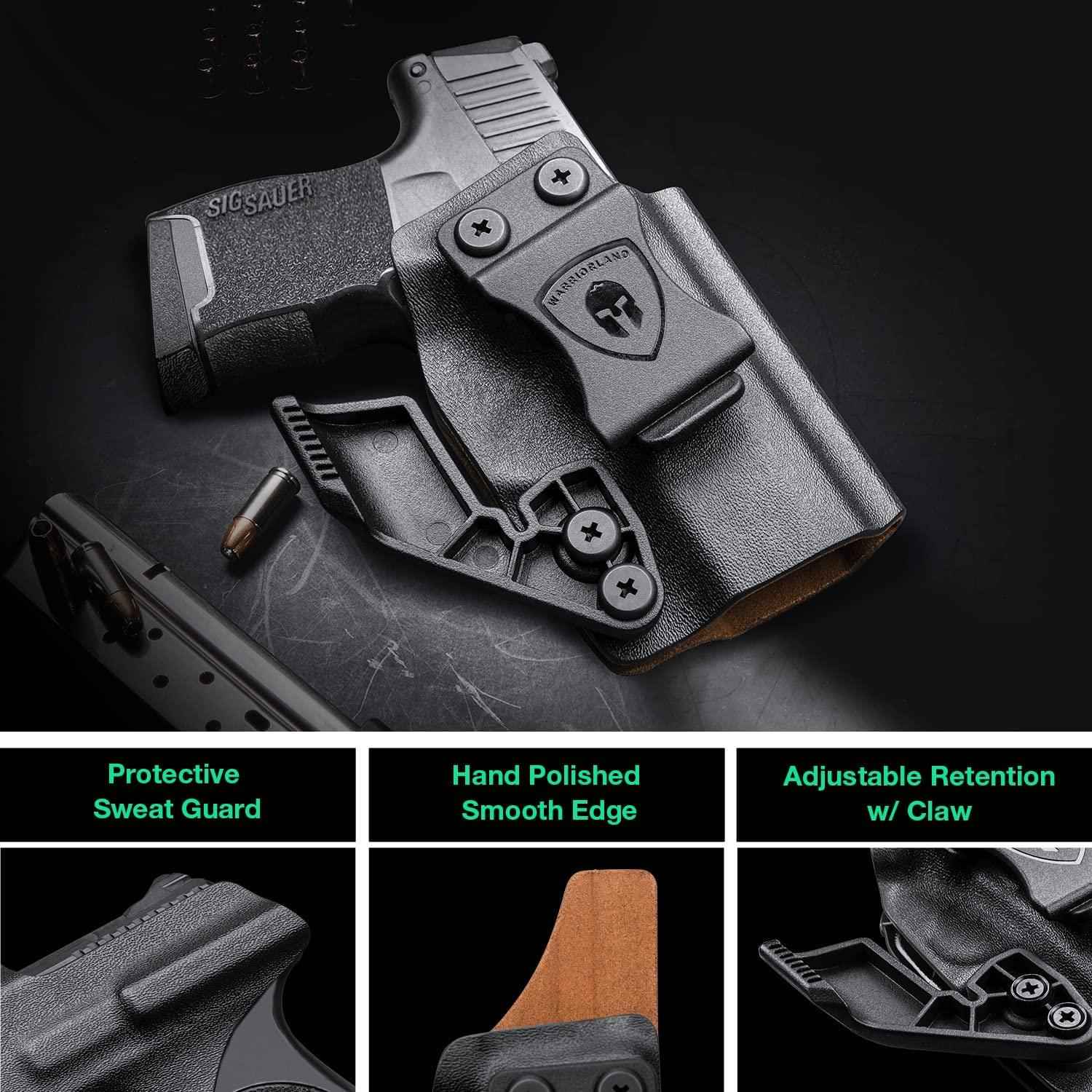 Sig Sauer P320 Full Size / P320 M17  Hybrid Kydex Leather Lined IWB Holster with Claw Optics Ready, Right Hand