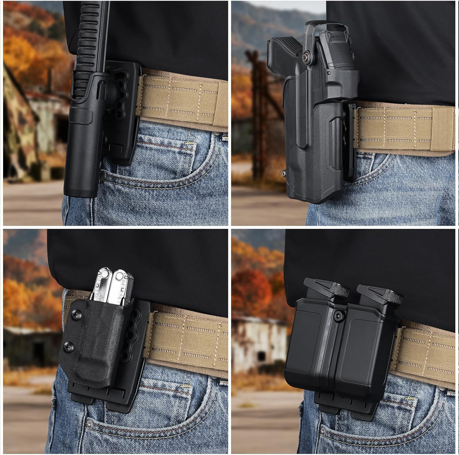 MOLLE Holster & Mag Pouch Adapter (3-Inch) - WARRIORLAND Heavy-Duty Tactical Clip for Holsters, Pouches, Taser X7/X26P, Sheaths & Backpacks, w/Mount Screw & Nut Kit, 1 Pack - WARRIORLAND