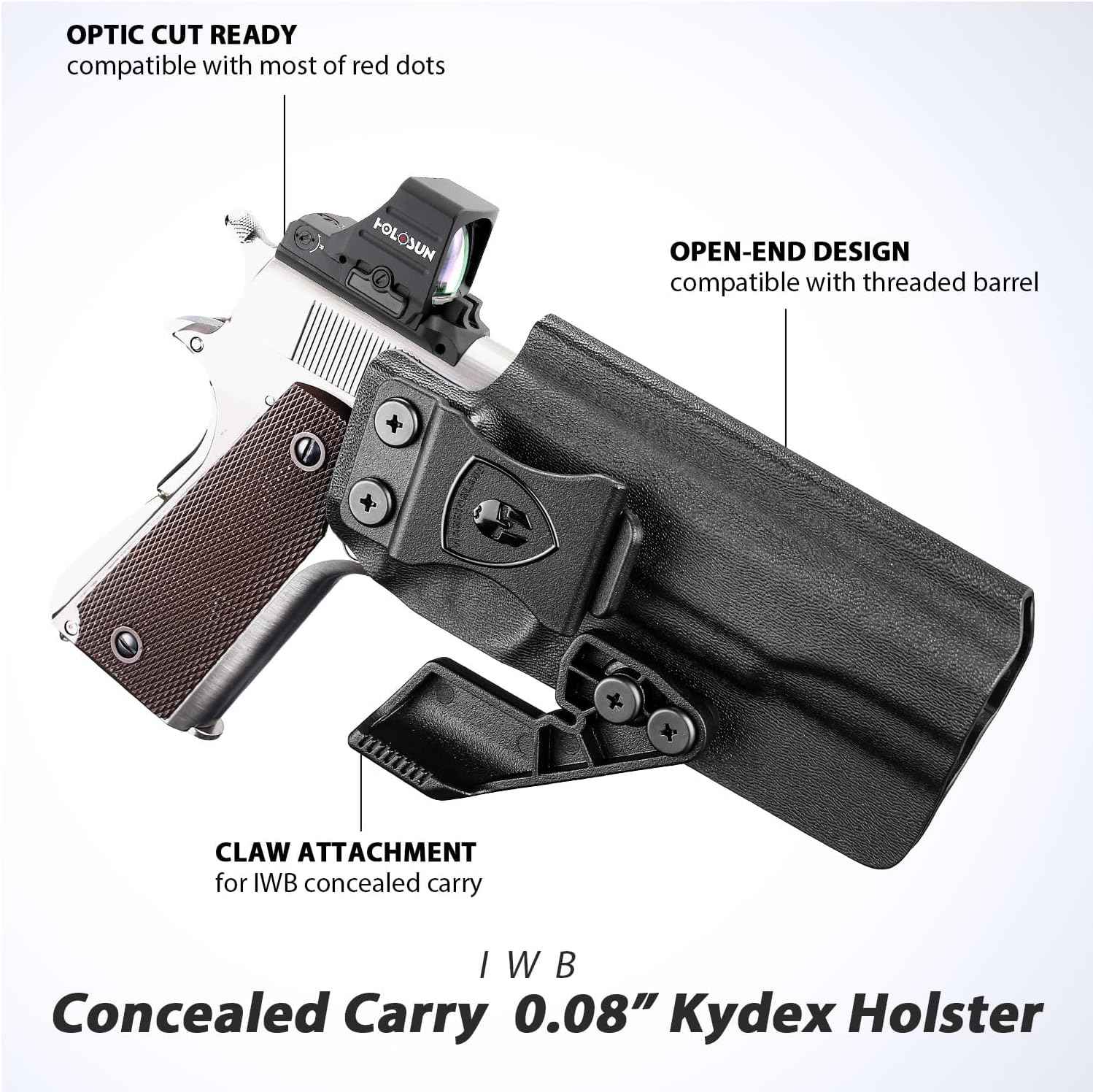 WARRIORLAND IWB Kydex Holster w/Claw & Optic Cut for 5