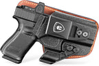 WARRIORLAND IWB Hybrid Holster Compatible with Glock 17/ 19 Gen 3-5 & 23/ 32 Gen 3-4 & G19X 44 45 & their MOS version, Concealed Carry Polymer & Leather Holster with Claw/Optics Cut Ready, Right Hand - WARRIORLAND