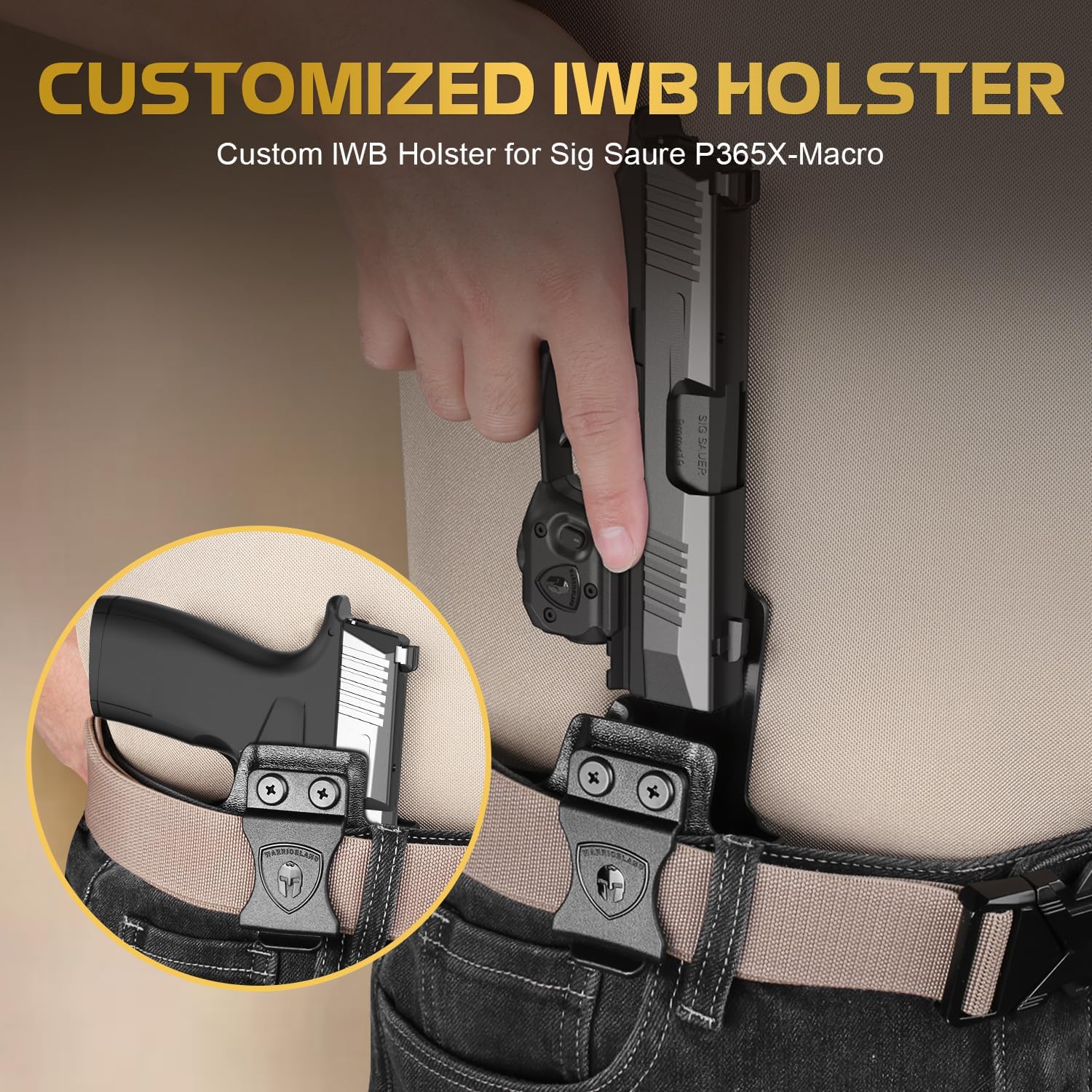 WARRIORLAND Pistol Light Laser & Holster Fit for Sig P365-XMACRO, Compact 150-Lumen Trigger Mounted Tactical Weapon Light with Red Laser White LED Flashlight & IWB Holster, Power Indicator - WARRIORLAND