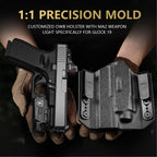 WARRIORLAND MA2 Universal Rail Mounted 800 Lumens Pistol Light with Glock 17/19 OWB Kydex Holster Combo, Magnetic USB Charging Tactical Light with Screen Displays Battery Status - WARRIORLAND