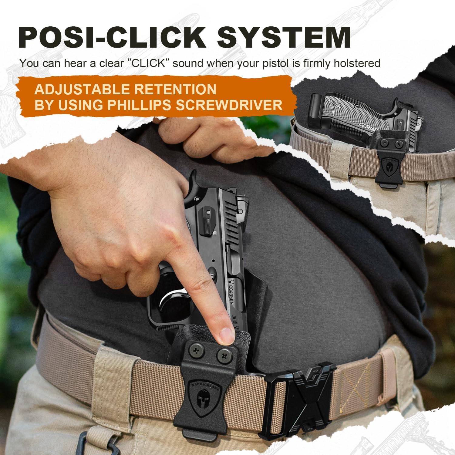 WARRIORLAND IWB Kydex Holster Compatible with CZ Shadow 2 Compact and CZ Shadow 2, Optic Cut & Claw, Inside Waistband Conceal Carry, Adj. Retention & Cant (Right Hand) - WARRIORLAND