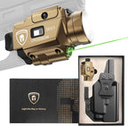 WARRIORLAND FDE MA1 800 Lumens Rail Mounted Universal Pistol Light, Combo Custom Holster for Glock 17/19 Gen 3-5 & Glock 34 Gen 4-5 & 18/19X/ 44/45 & MOS, Rechargeable | Screen Power Status - WARRIORLAND