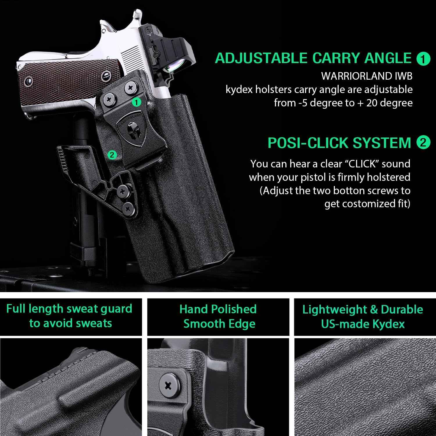 WARRIORLAND IWB Kydex Holster w/Claw & Optic Cut for 5