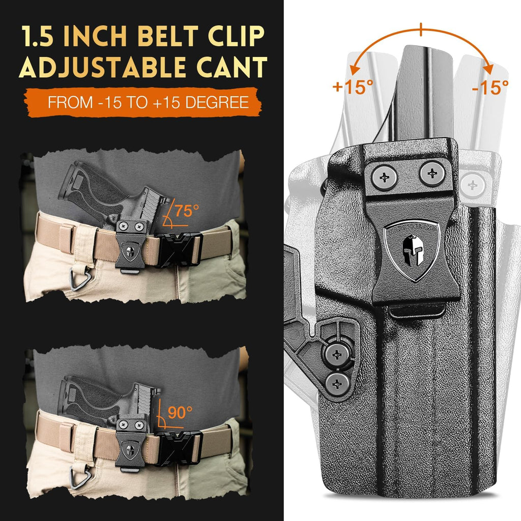 WARRIORLAND IWB Kydex Holster, Compatible with S&W M&P 9 M2.0 Competitor, Optic Cut Ready/Claw Attachment, Inside Waistband Conceal Carry, Adj. Retention & Cant, Open-Muzzle Design, Right Hand - WARRIORLAND