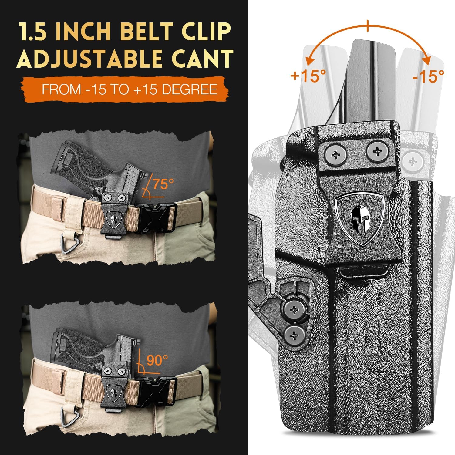 WARRIORLAND IWB Kydex Holster, Compatible with S&W M&P 9 M2.0 Competitor, Optic Cut Ready/Claw Attachment, Inside Waistband Conceal Carry, Adj. Retention & Cant, Open-Muzzle Design, Right Hand - WARRIORLAND