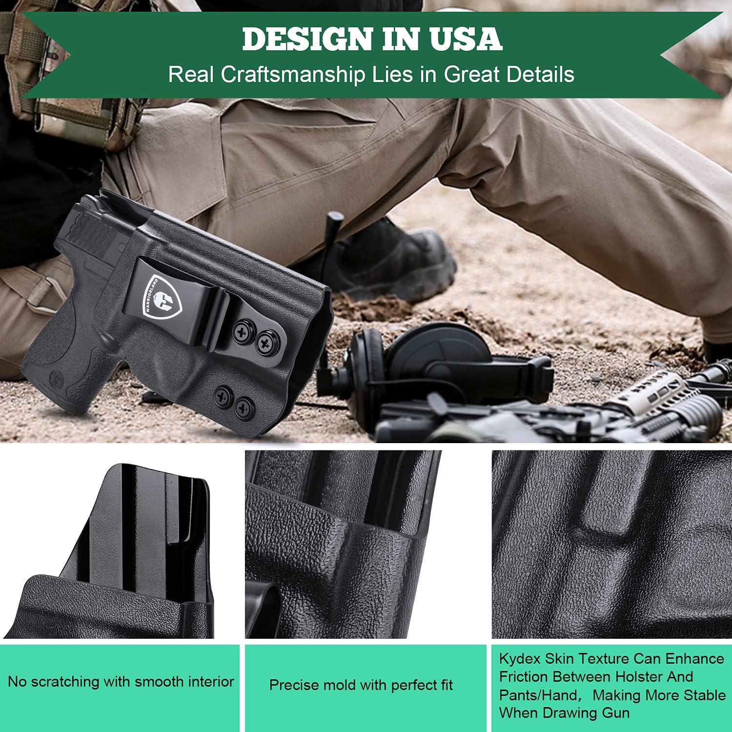 M&P Shield 9mm/Plus Holster, IWB Kydex Holster Fit: S&W M&P Shield Plus 3.1
