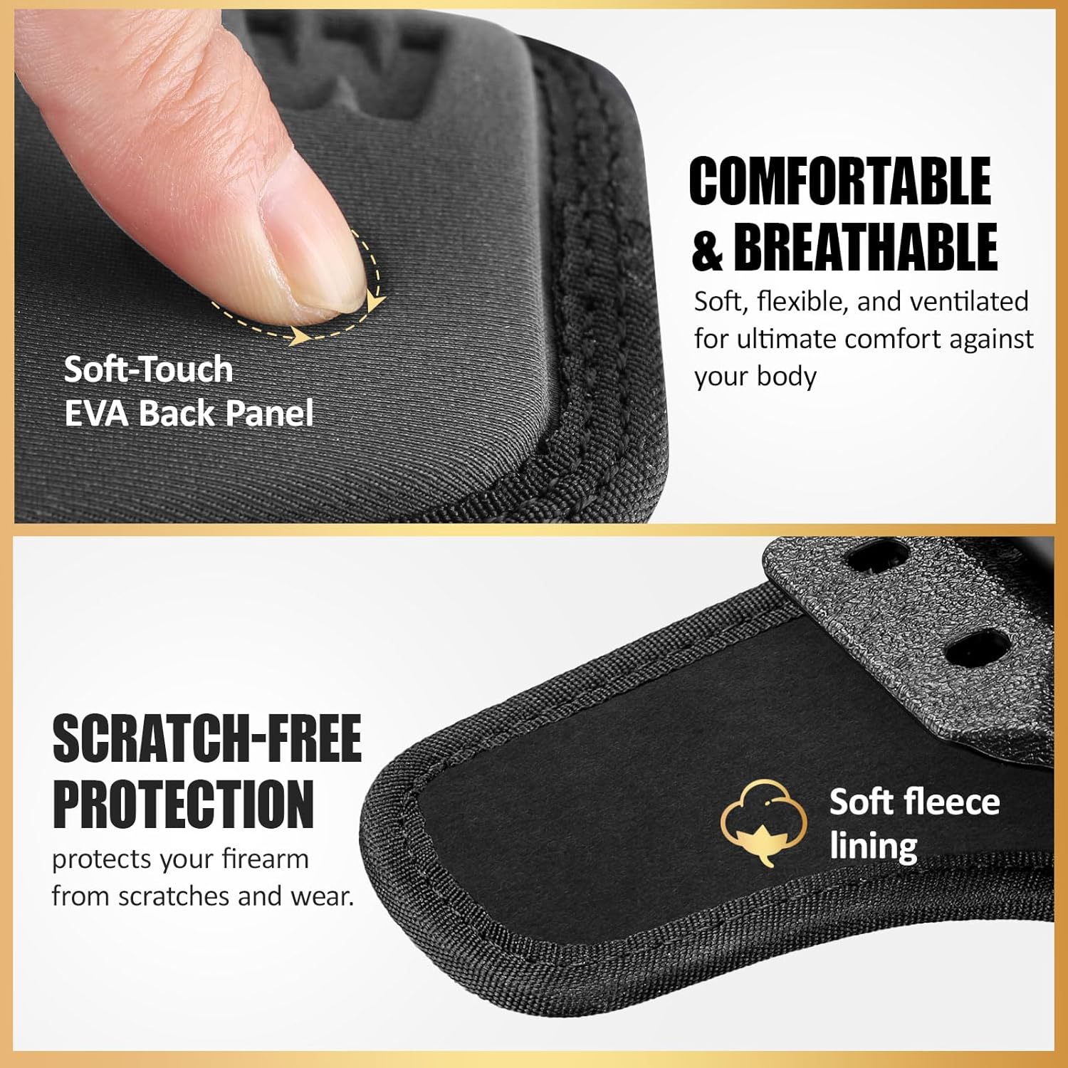 WARRIORLAND IWB Hybrid Holster for Glock 43X / 43X MOS / 43 / 48 MOS / G48 – Optic Cut, Right Hand, Adj. Height/Cant/Retention - WARRIORLAND