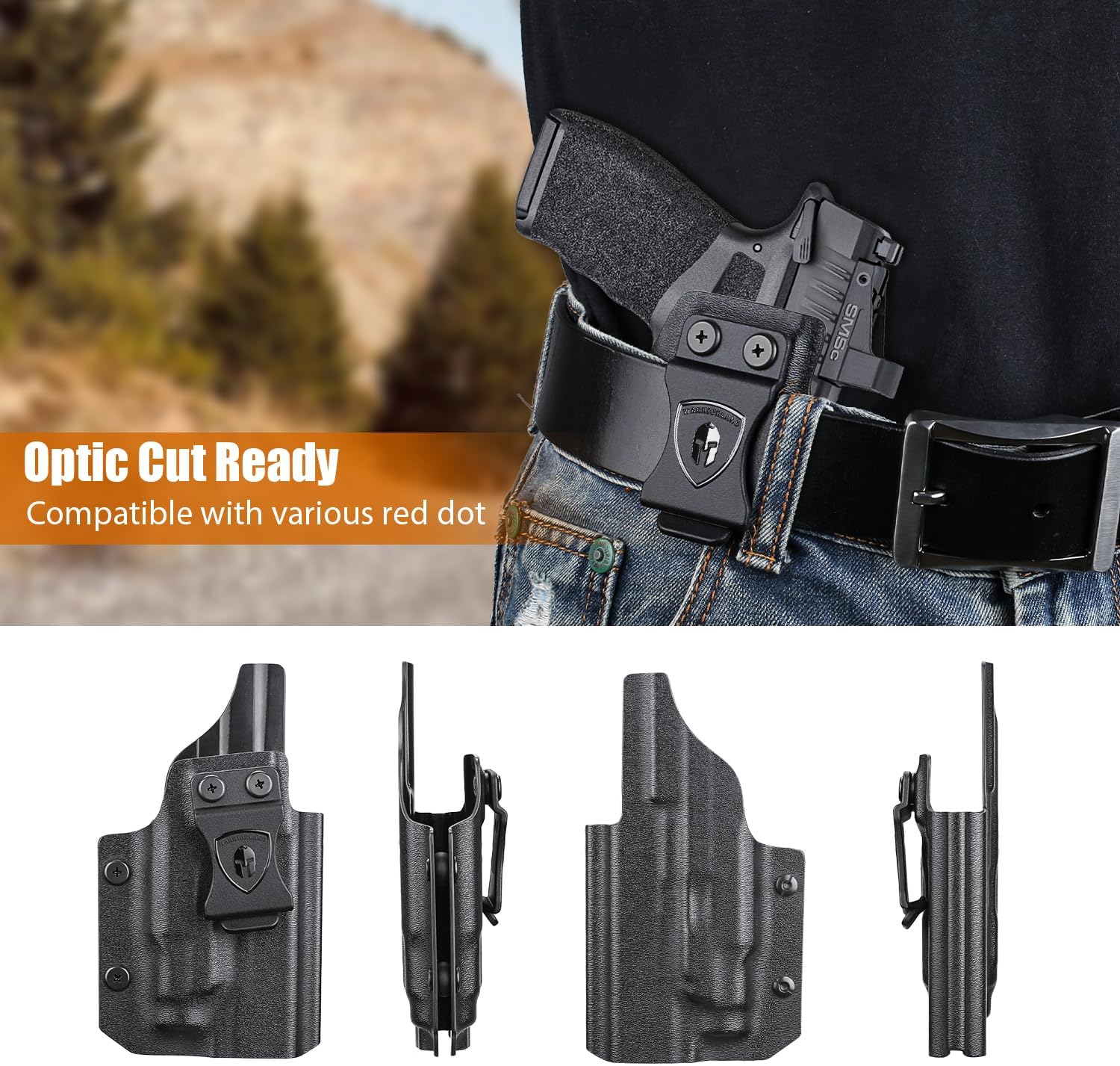 WARRIORLAND IWB Kydex Holster for Hellcat Pro OSP with TLR-7 X Sub or TLR-7 HL-X Sub, Light-Bearing Design, Optics Cut, Adjustable Cant & Posi-Click Retention, Right Hand Draw - WARRIORLAND