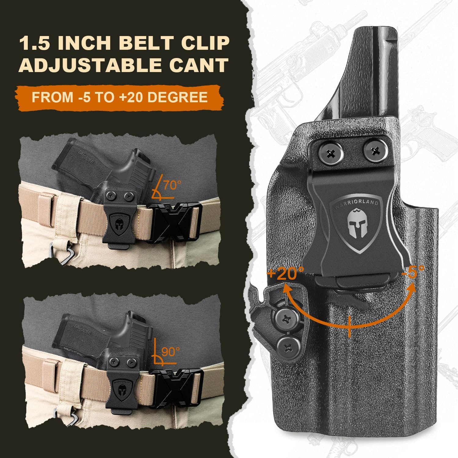WARRIORLAND IWB Kydex Holster w/Claw & Optics Cut Compatible with Springfield Armory Echelon Pistol, Inside Waistband Concealed Carry Holster, Adj. Retention & Cant, Right Hand - WARRIORLAND