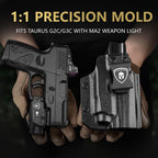 WARRIORLAND Crossbow MA2 Universal Rail Mounted 800 Lumens Tactical Light with Taurus G2C/G3C IWB Kydex Holster Combo, Magnetic USB Charging Pistol Light with Screen Displays Battery Status - WARRIORLAND