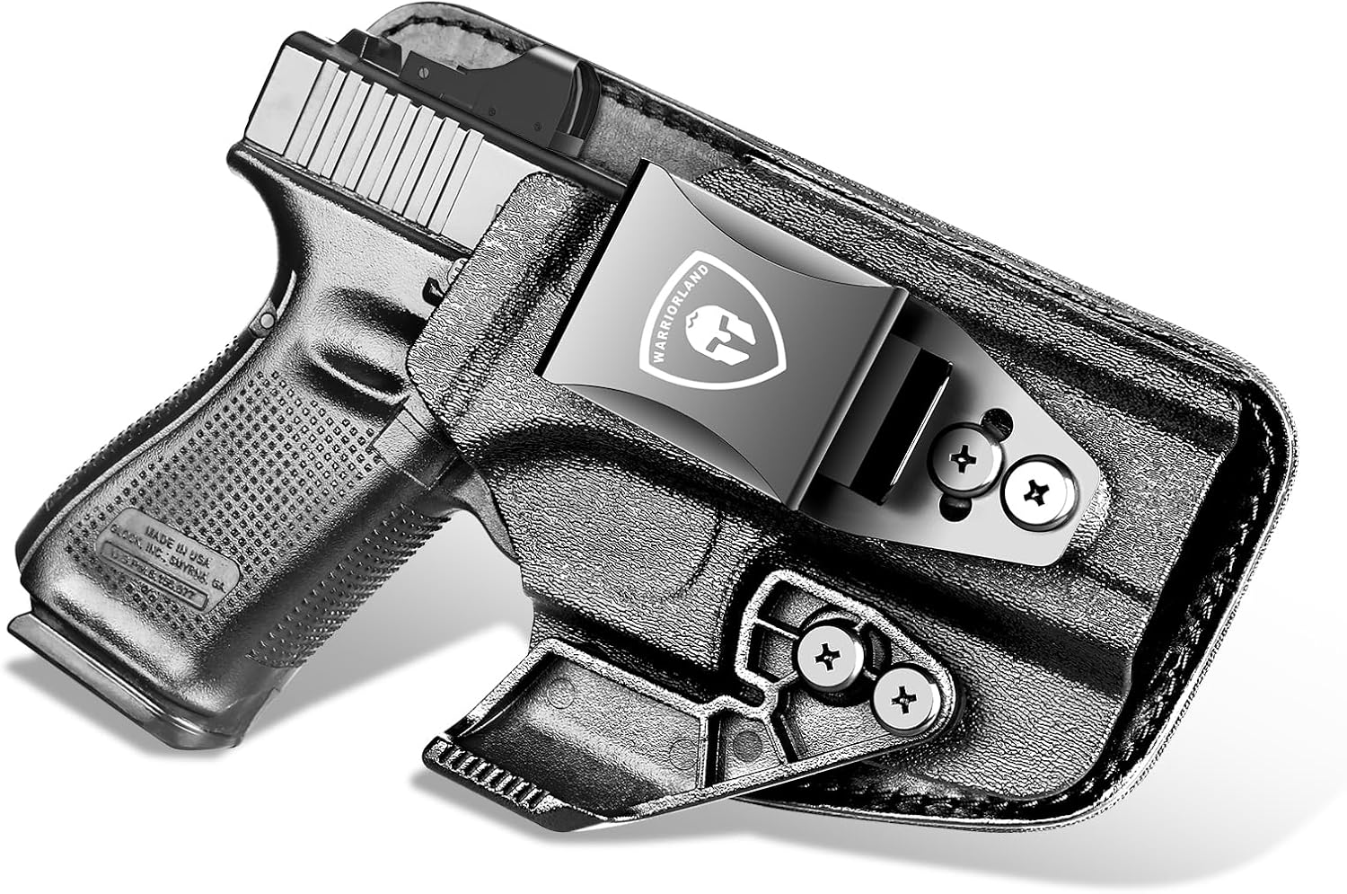 WARRIORLAND IWB Hybrid Holster Compatible with Glock 17/ 19 Gen 3-5 & 23/ 32 Gen 3-4 & G19X 44 45 & their MOS version, Concealed Carry Polymer & Leather Holster with Claw/Optics Cut Ready, Right Hand - WARRIORLAND