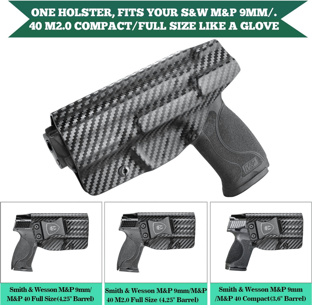 M&P 9mm/.40 Holster, IWB Kydex Holster Fit: S&W M&P 9/.40 Compact/Full Size, M&P 9/.40 M2.0 Full Size Pistol, Not Fit Shield, Inside Waistband Concealed Carry Holster, Adj. Cant & Posi-Click Retention - WARRIORLAND