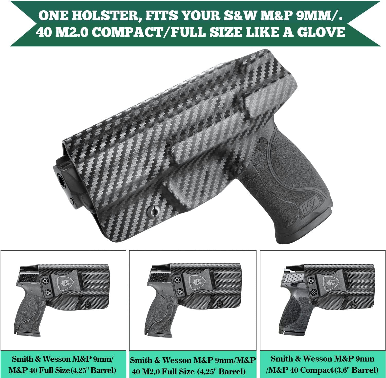 M&P 9mm/.40 Holster, IWB Kydex Holster Fit: S&W M&P 9/.40 Compact/Full Size, M&P 9/.40 M2.0 Full Size Pistol, Not Fit Shield, Inside Waistband Concealed Carry Holster, Adj. Cant & Posi-Click Retention - WARRIORLAND