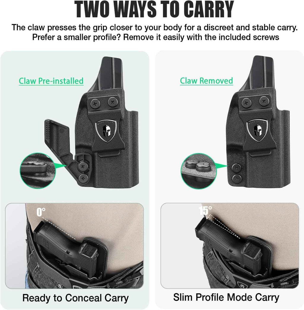 WARRIORLAND IWB Kydex Holster for Taurus GX2 - Optic Cut & Claw, Inside Waistband Concealed Carry, Adjustable Cant & Retention, Audible Lock, Right Hand