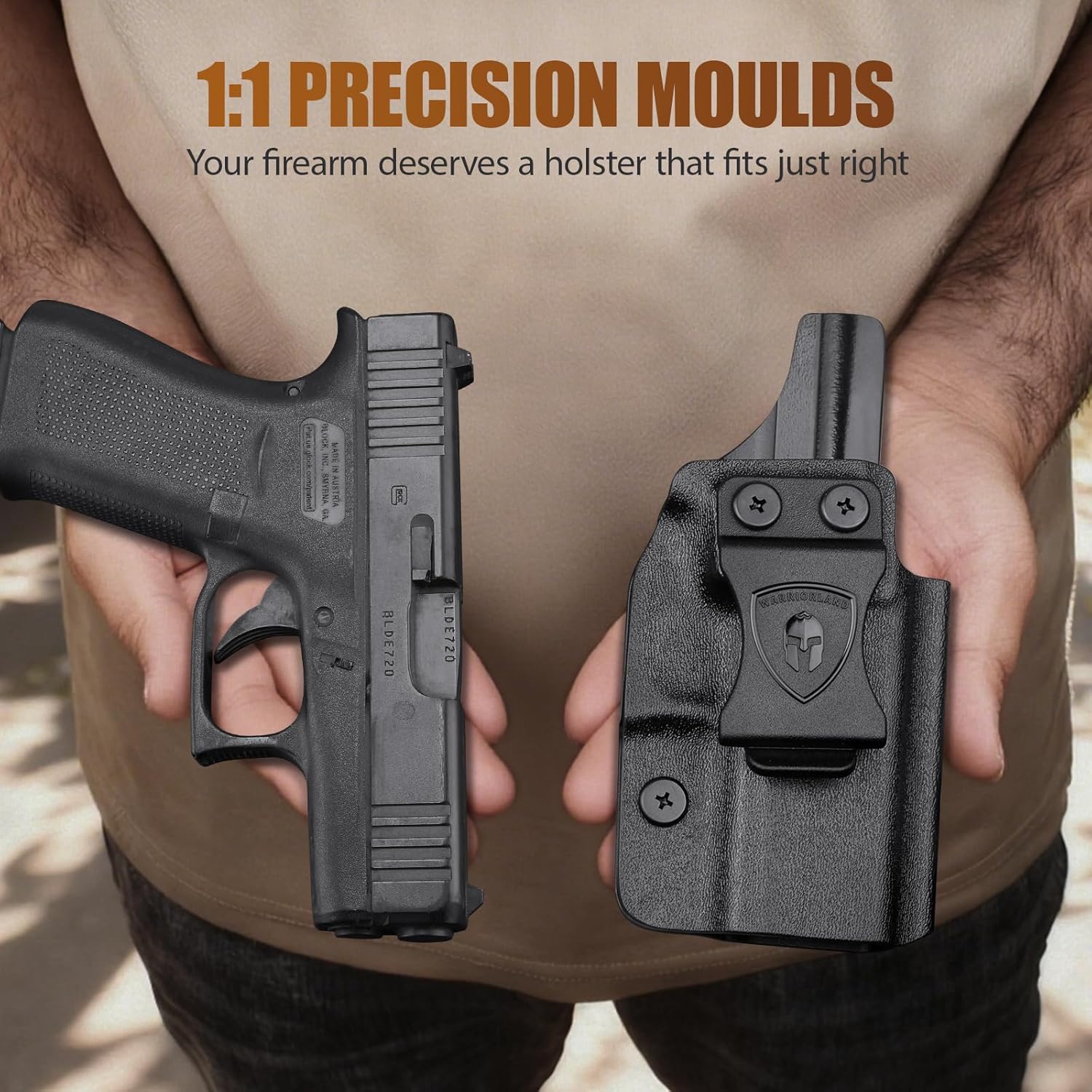 WARRIORLAND Optics Cut Kydex Appendix IWB Holster for Glock 43X MOS/43X/G43, Adjustable Cant & Retention, Right Hand Concealed Carry - WARRIORLAND