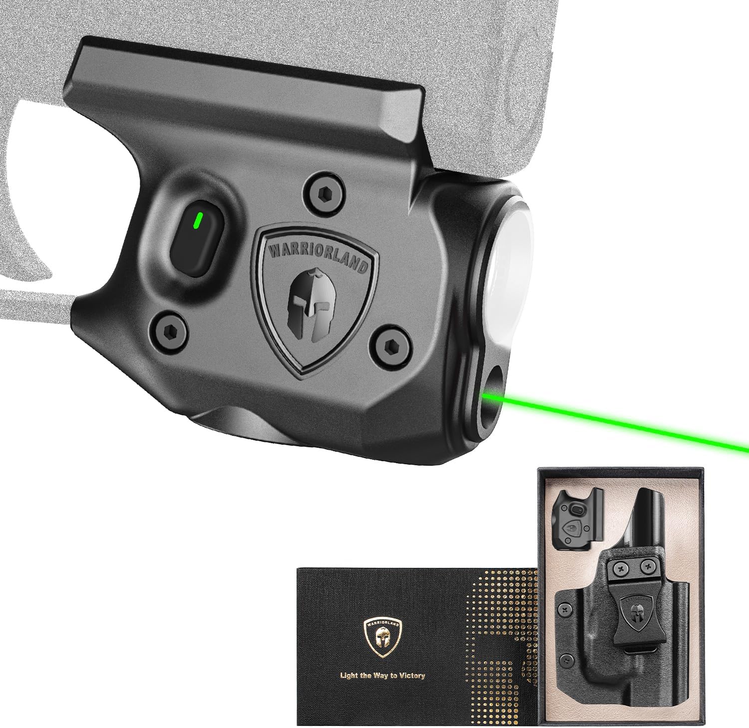 WARRIORLAND Pistol Light Laser & Holster Fit for Sig P365/ P365X/ P365XL, Compact 150-Lumen Trigger Mounted Tactical Weapon Light with Green Laser White LED Flashlight & IWB Holster, Power Indicator - WARRIORLAND