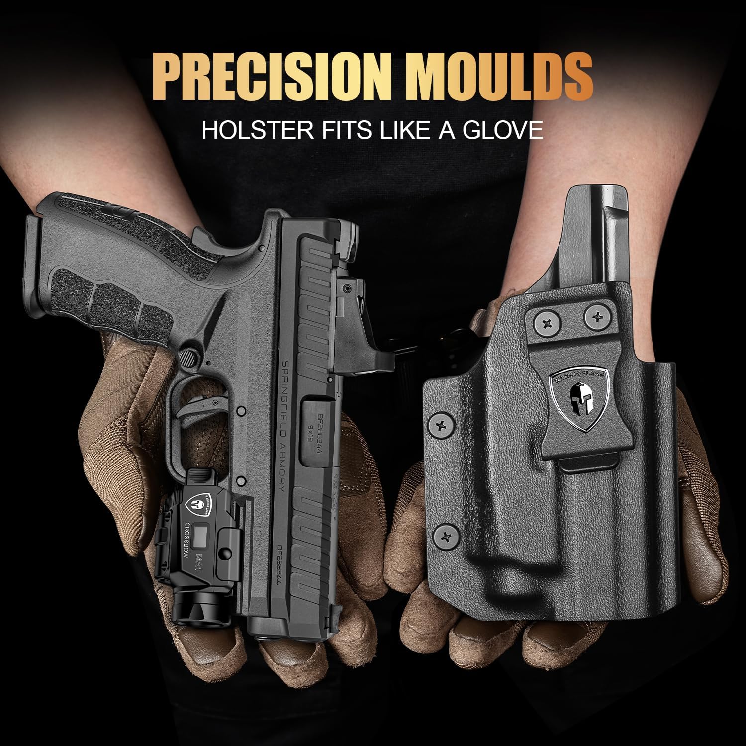 Springfield XD MOD.3 / XD9 MA1 Light-Bearing Holster Combo - Green Beam + LED Tactical Light, Magnetic USB Rechargeable w/Battery Screen, Optic Ready, Right Hand - WARRIORLAND