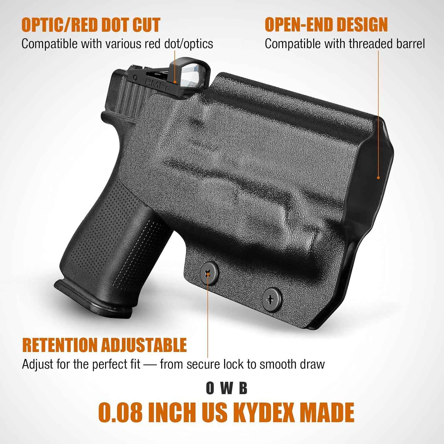 Glock 43X MOS / 48 MOS / 43X Rail OWB Kydex Holster for TLR-7X Sub / TLR-7 HL-X Sub - Optic Cut, Adjustable Cant & Posi-Click Retention, Right Hand - WARRIORLAND