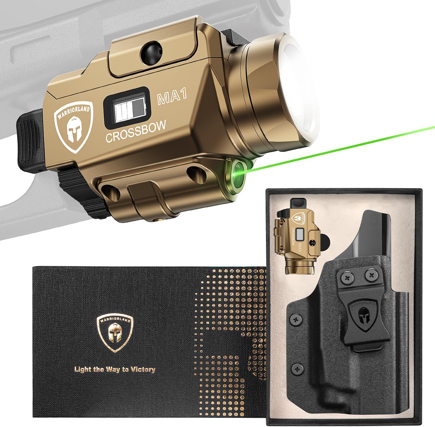 WARRIORLAND 800-Lumen FDE MA1 Pistol Laser LED Light & Holster Combo, Fit for Taurus G3C/G2C/G3C Toro / /Millennium G2 PT111/PT140, Magnetic USB Rechargeable | Screen Power Status - WARRIORLAND