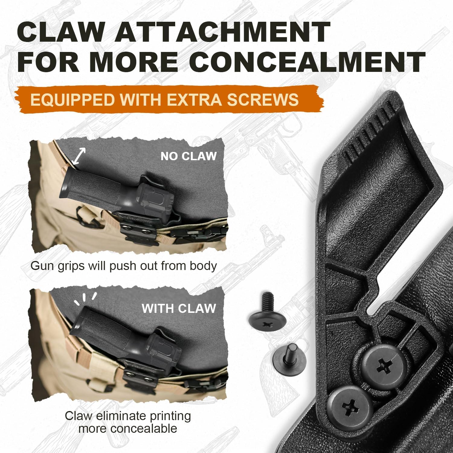 WARRIORLAND IWB Kydex Holster w/Claw & Optics Cut Compatible with Springfield Armory Echelon Pistol, Inside Waistband Concealed Carry Holster, Adj. Retention & Cant, Right Hand - WARRIORLAND