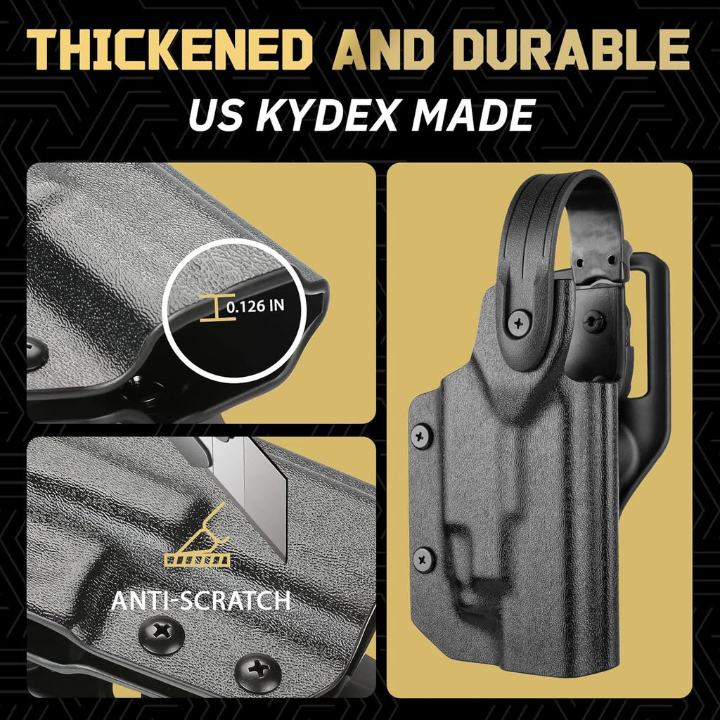WARRIORLAND Kydex Holster for Glock 19 TLR-7/7A/7X/8HL-XG Level II Thumb Release, OWB Holster Compatible with Glock 17/19/19X/44/45 Gen 3 4 5 & G23/32 Gen 3-4, Optics Cut, Right Hand - WARRIORLAND
