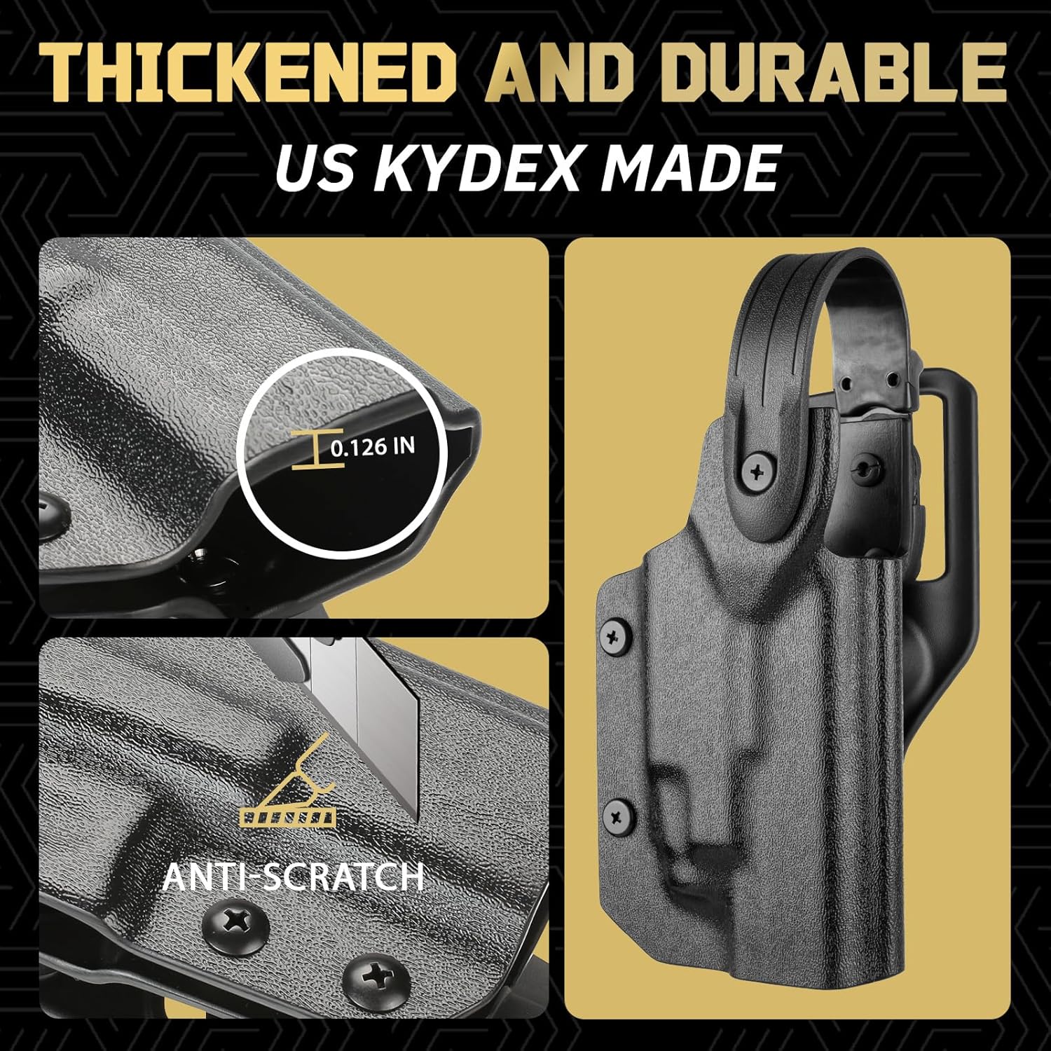 WARRIORLAND Kydex Holster for Glock 19 TLR-7/7A/7X/8HL-XG Level II Thumb Release, OWB Holster Compatible with Glock 17/19/19X/44/45 Gen 3 4 5 & G23/32 Gen 3-4, Optics Cut, Right Hand - WARRIORLAND