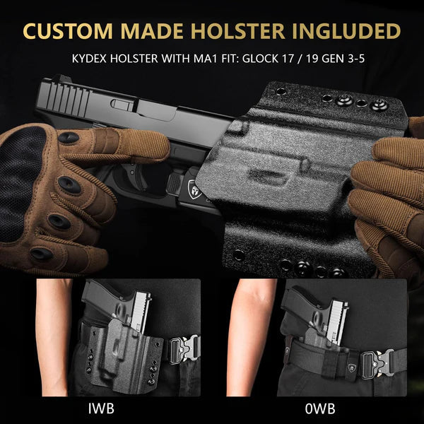 WARRIORLAND Kydex OWB Holster (Only) Fit Glock 17/19 & 800 Lumens MA2 Light - WARRIORLAND