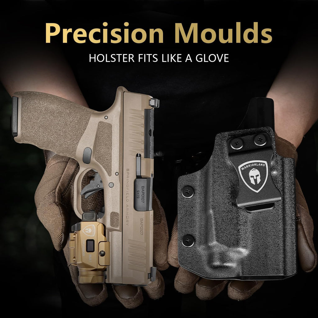 WARRIORLAND FDE MA1 Laser Light Combo Holster Fit for Hellcat Pro, 800-lumen LED Gun Flashlight and Green Laser Weapon Pistol Light & Right/Left Hand IWB Holster, Rechargeable | Screen Power Indicator