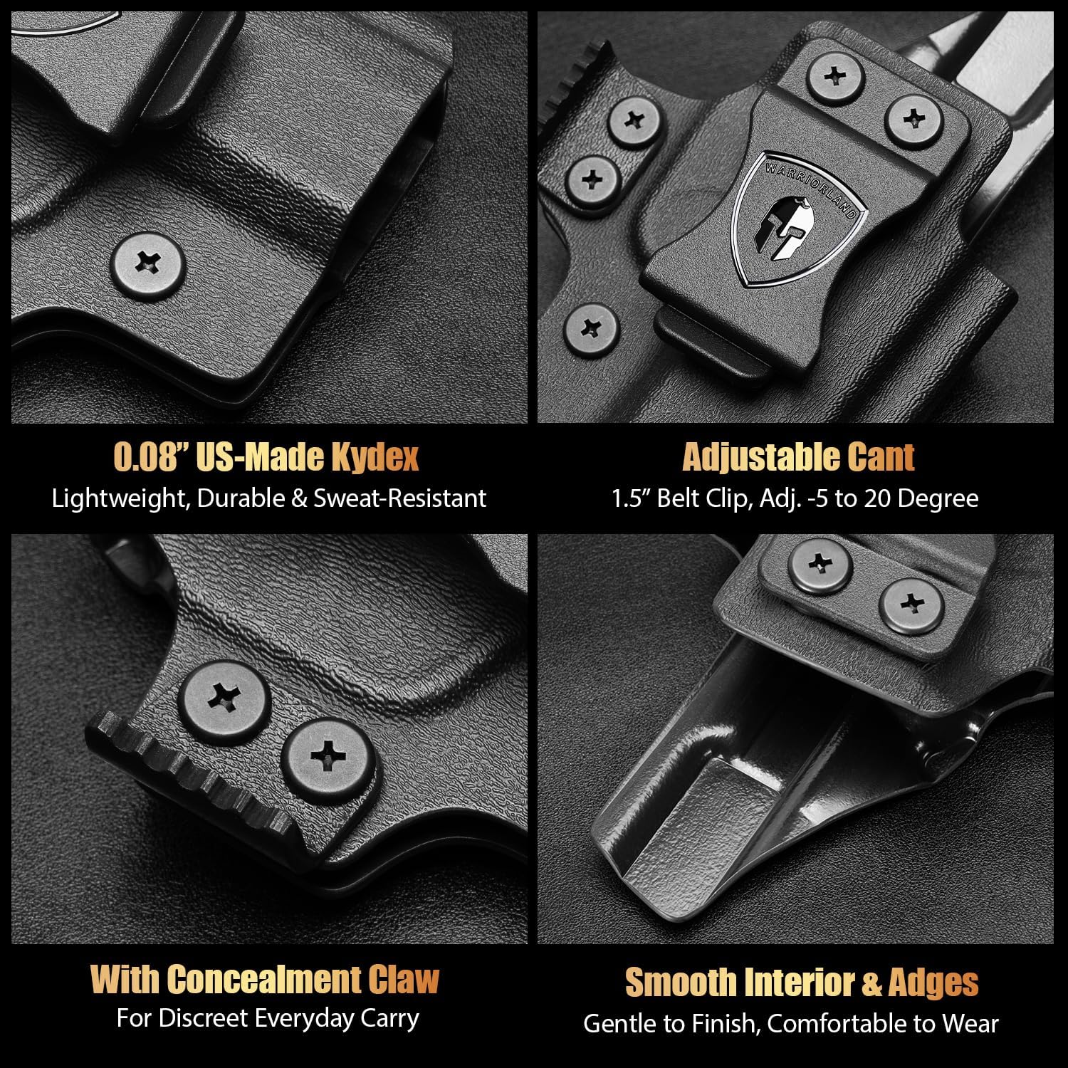 Sig P365 / P365X / P365 SAS IWB Kydex Holster w/Mini Claw - Appendix Concealed Carry, Adj. Cant & Retention, Audible Lock, Optics Cut Ready, Right Hand - WARRIORLAND