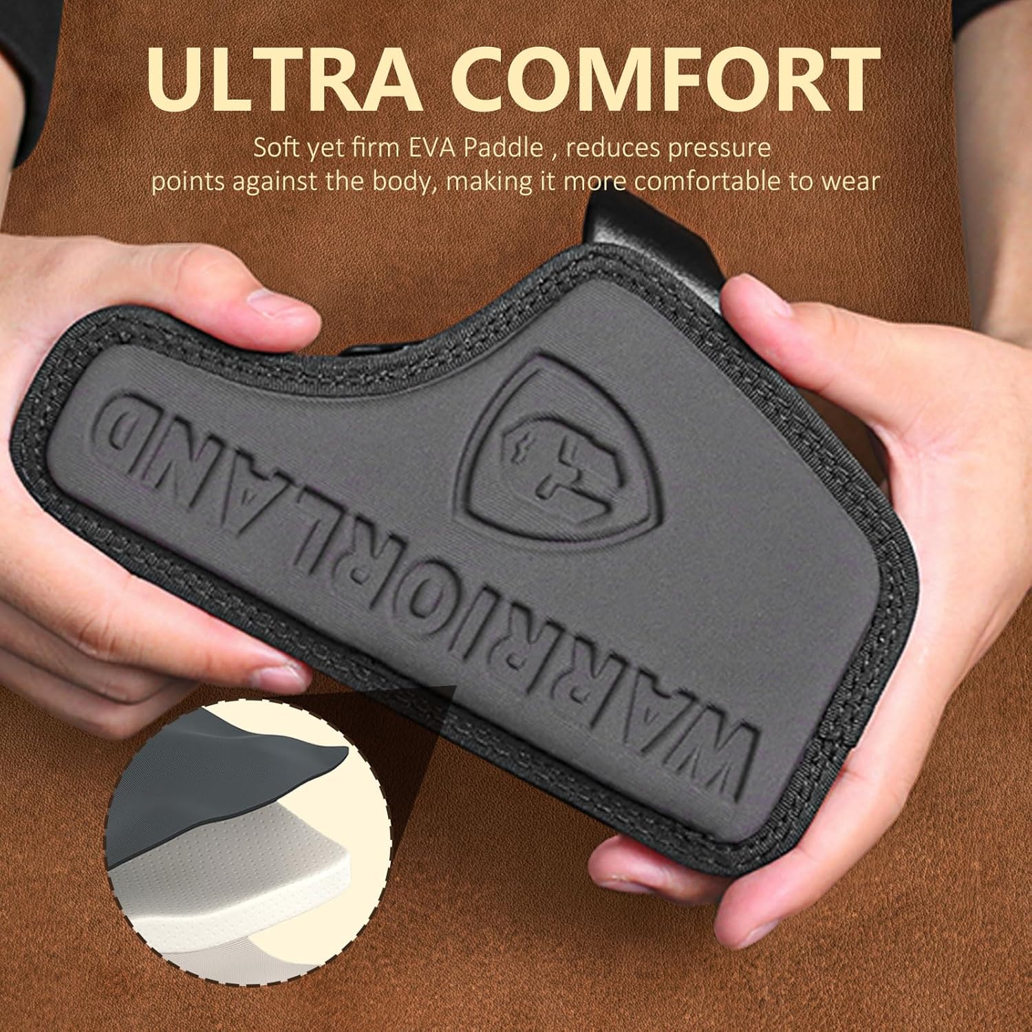 WARRIORLAND IWB Hybrid Holster Compatible with Glock 17/ 19 Gen 3-5 & 23/ 32 Gen 3-4 & G19X 44 45 & their MOS version, Concealed Carry Polymer & Leather Holster with Claw/Optics Cut Ready, Right Hand（Brown） - WARRIORLAND