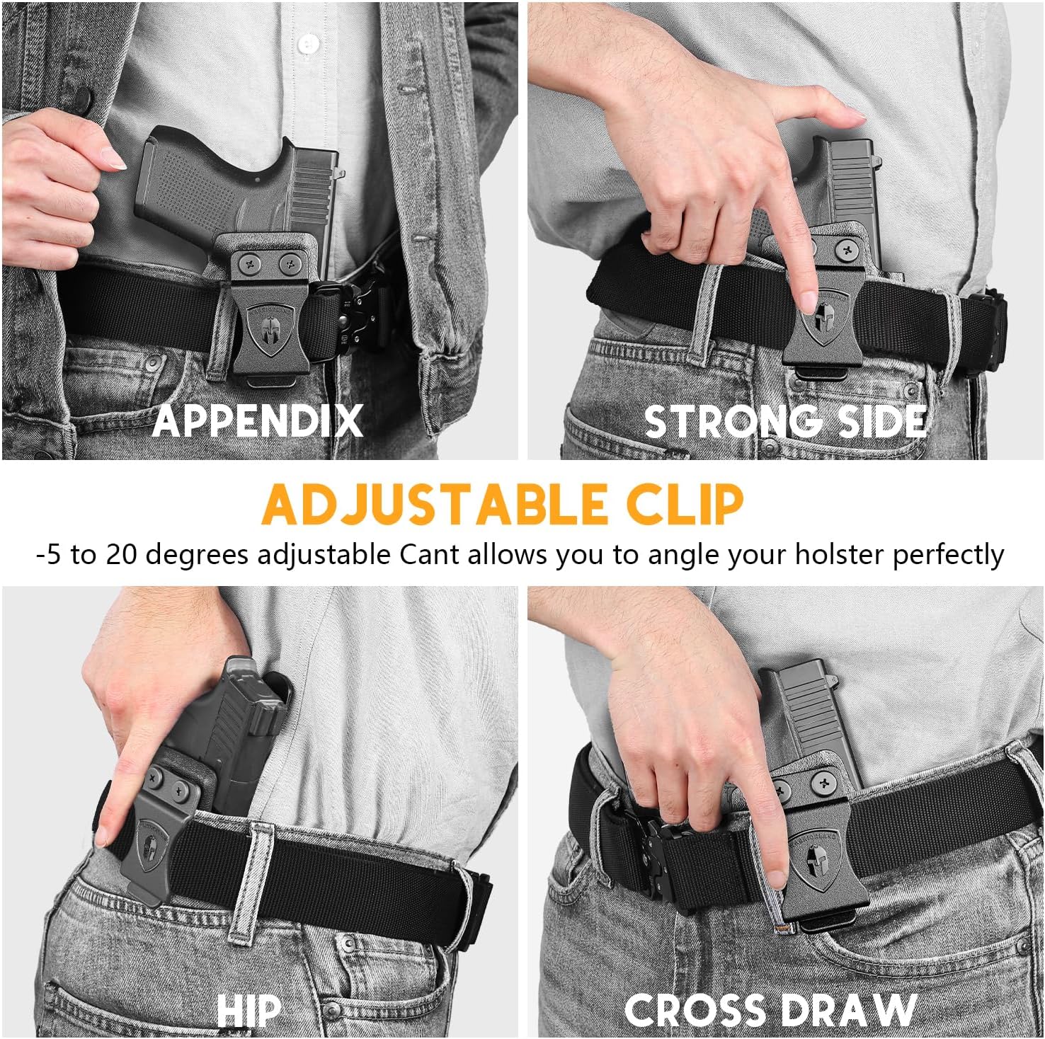 WARRIORLAND Kydex Holster, Fits Glock 43 / 43X / 43X MOS, IWB Carry, Adj. Retention, with Claw & Right-Hand - WARRIORLAND
