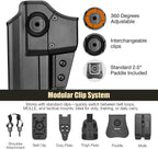 WARRIORLAND Universal OWB Gun Holster w/Optic Cut Ready – Fits Most Popular Compact to Full Size Handguns with 4”–5.3” Barrel – Level II Retention, 360° Adjustable Paddle for 1.5-2.0" Belt, Right Hand - WARRIORLAND