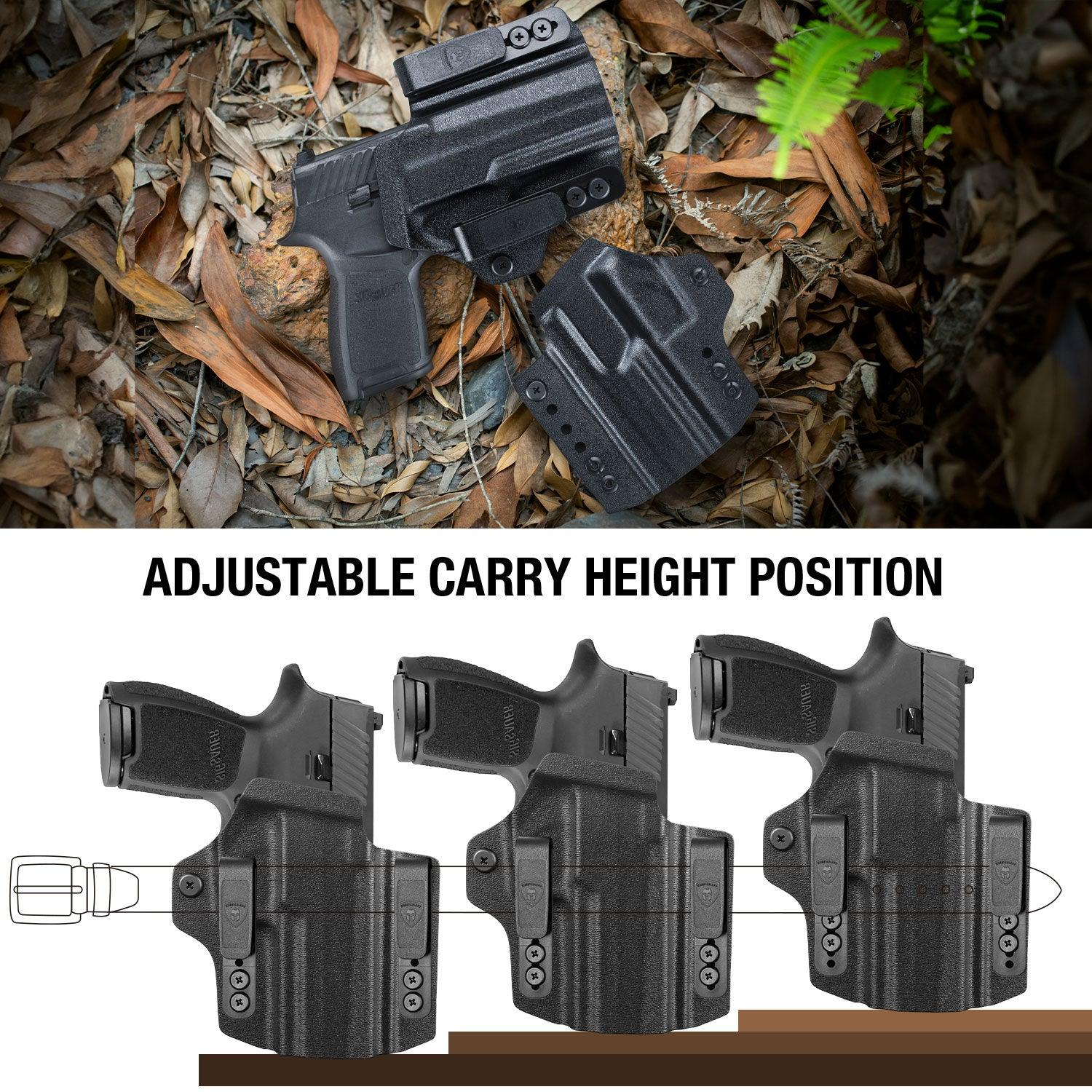 Sig P320 M18 & P320 M17 IWB & OWB Convertible Holster Optics Cut: Sig Sauer P320 Compact M18 & P320 Full Size M17, IWB OWB Combo Holster P320, 1.75 Belt Clip, Adjustable Ride Height, Right Hand - WARRIORLAND