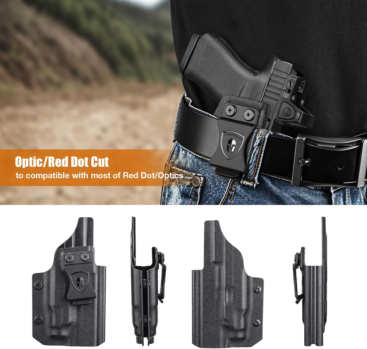 WARRIORLAND IWB Kydex Holster for Glock 43X MOS / 48 MOS with TLR-7X Sub or TLR-7 HL-X Sub – Optic Cut | Full Sweat Guard | Posi-Click Retention | Adj. Cant & Retention, Right Hand - WARRIORLAND