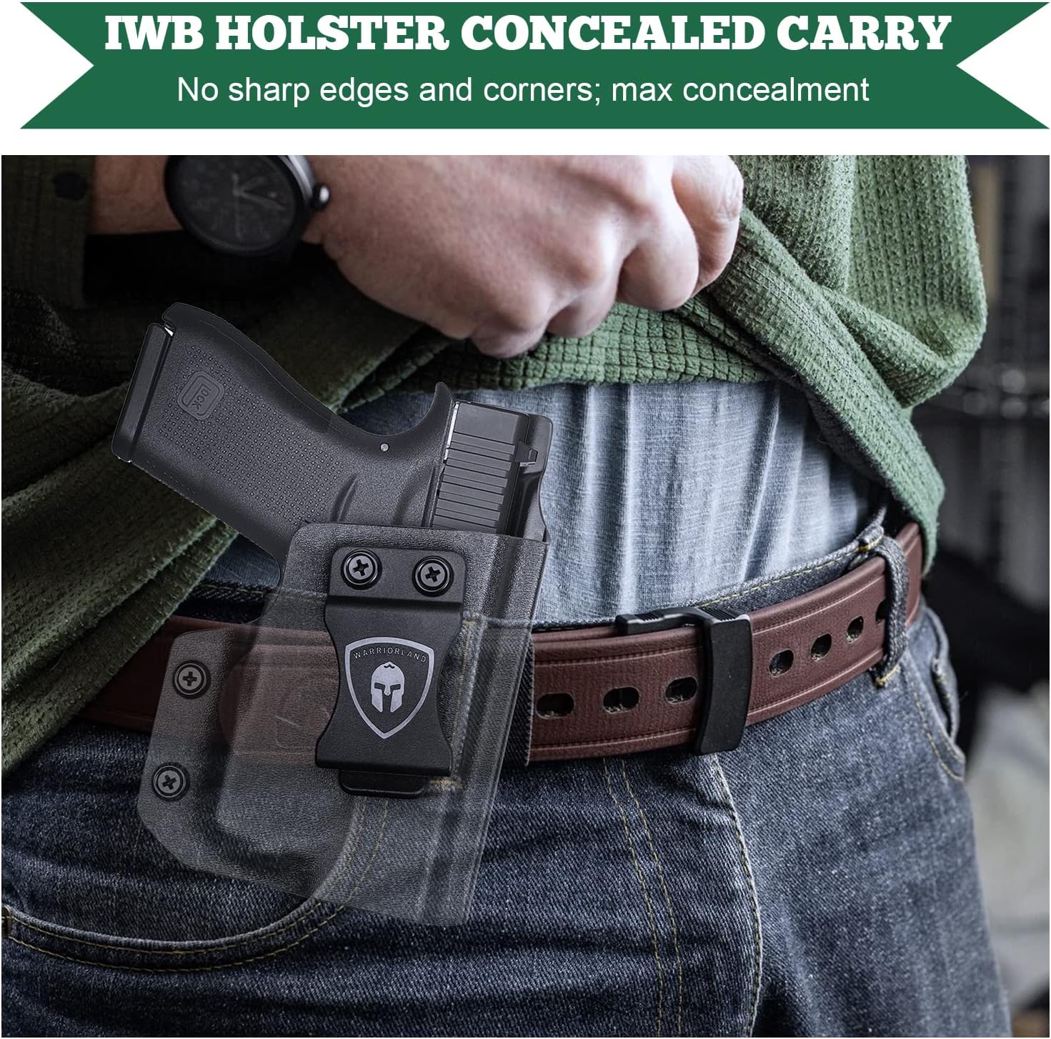 WARRIORLAND IWB Kydex Holster Fit Glock 43/43X with TLR-6 /TLR-6 HL - Not Fit MOS, Inside Waistband Holster, Adj. Cant & Retention, Right/Left Hand Option - WARRIORLAND