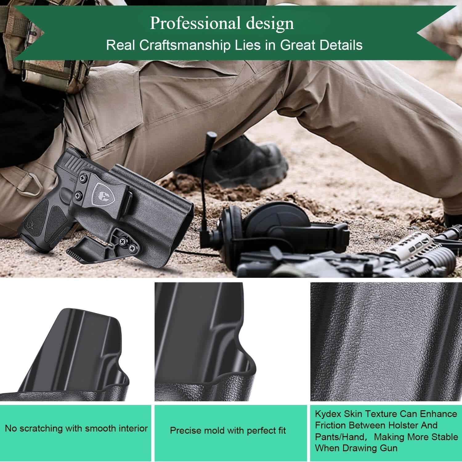 Taurus G3 IWB Kydex Holster with Claw Red Dot Optics Cut Concealed Carry Appendix Concealment Trigger Guard Holsters for Fat Guys | WARRIORLAND